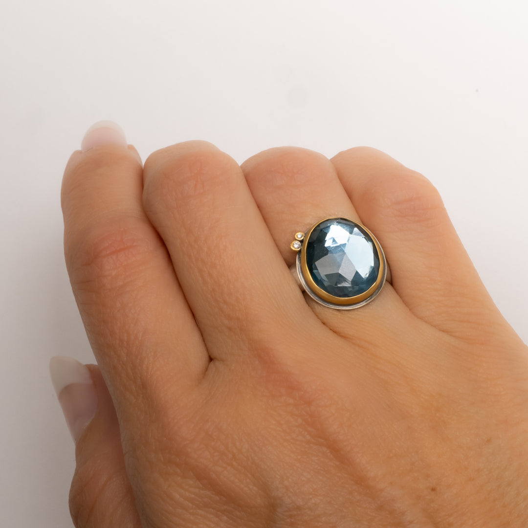London Blue Topaz and Diamond Ring