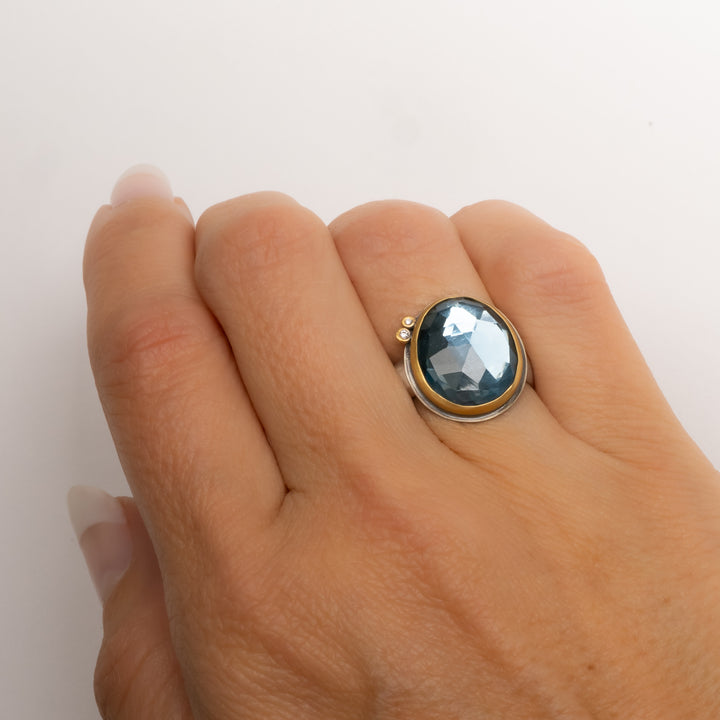 London Blue Topaz and Diamond Ring