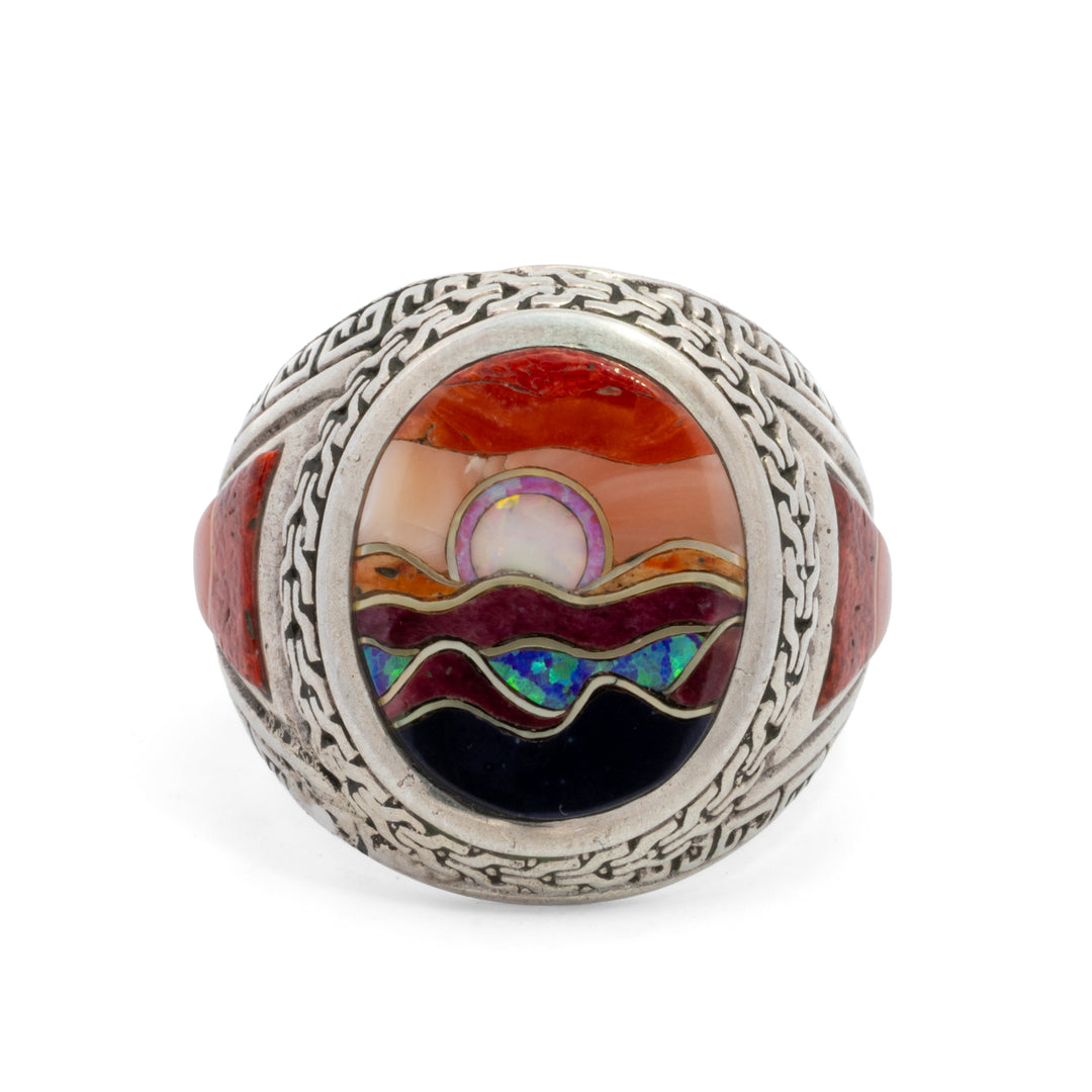 Desert Moon Inlay Signet Ring