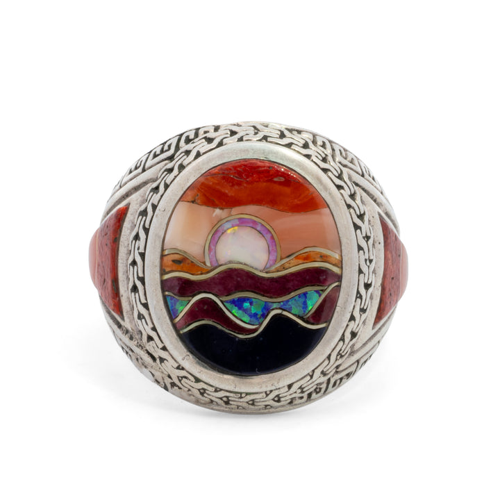 Desert Moon Inlay Signet Ring