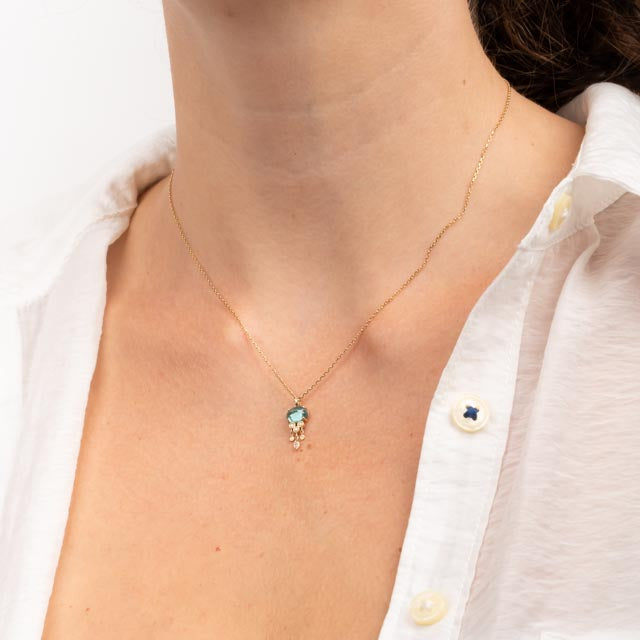 Green Tourmaline Jellyfish Necklace