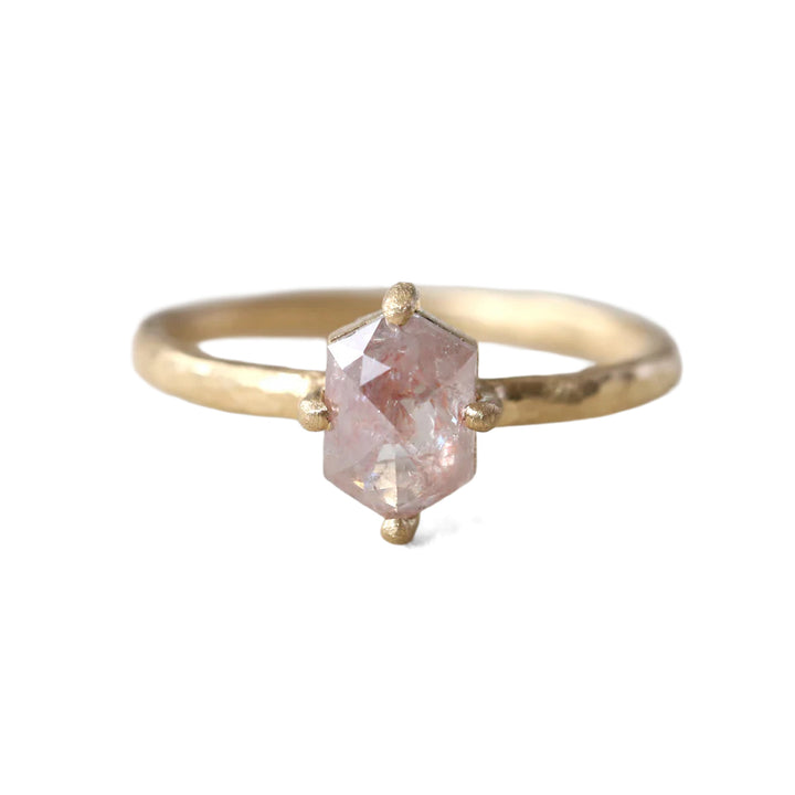 Peach Prong Set Diamond Ring