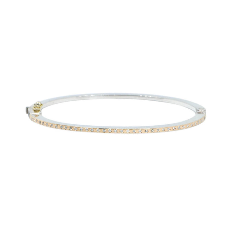 1.8mm Adam Rose Gold Half Diamond Bangle Bracelet