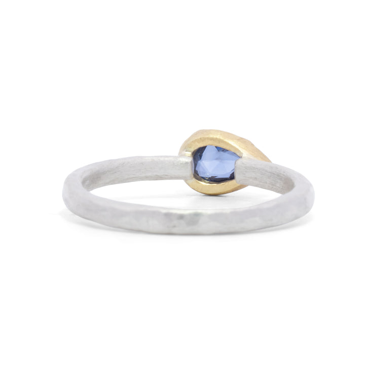 Small Horizontal Pear Blue Sapphire Ring