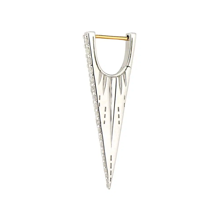 Elongated Diamond V Silver Hoop Earrings