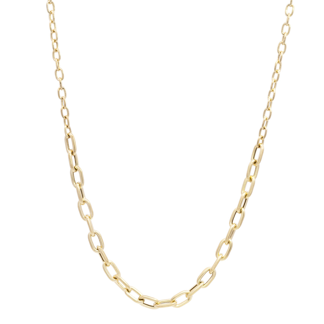 Graduated Small Medium Square Oval Link Chain Necklace