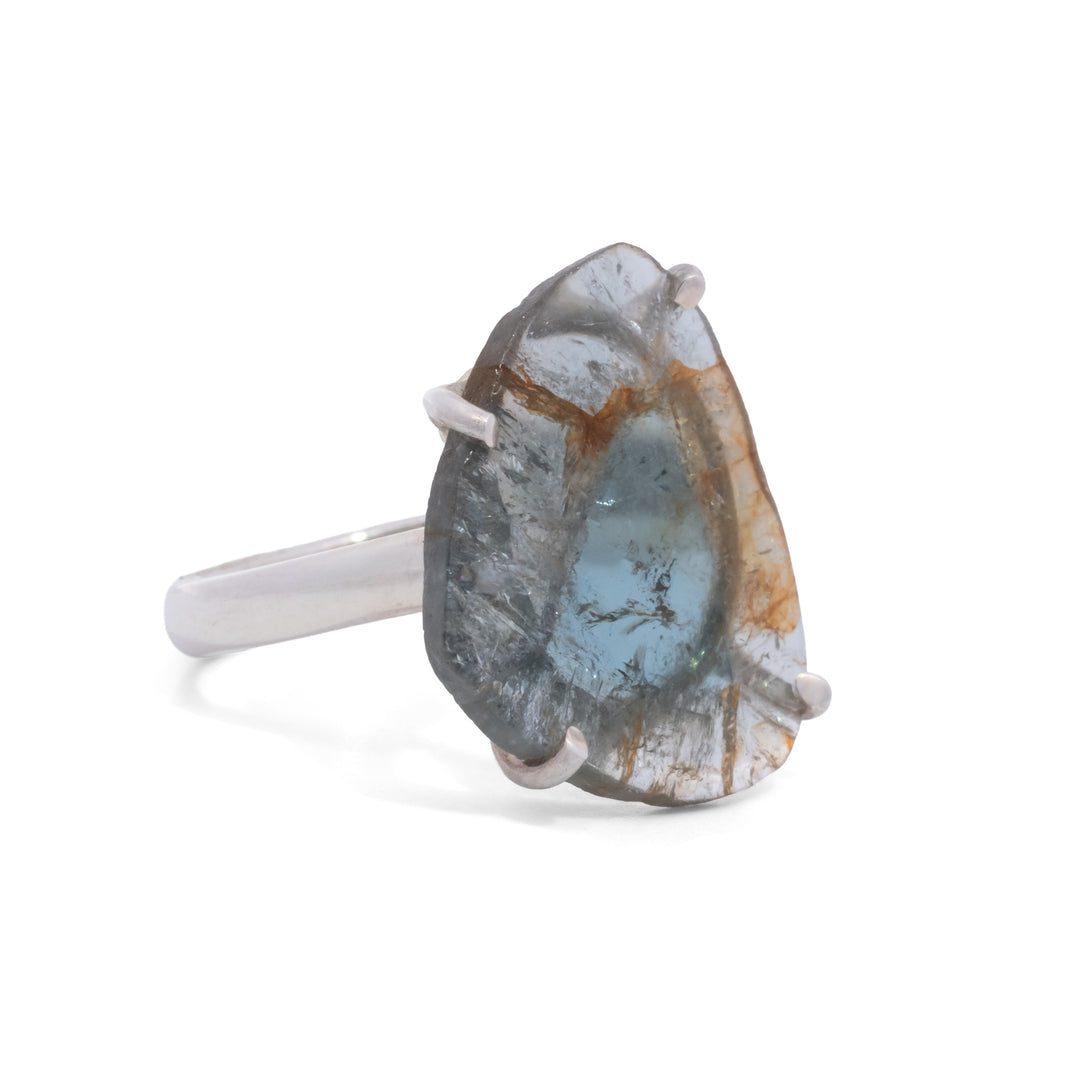 Prong Set Blue/Yellow Watermelon Tourmaline Ring