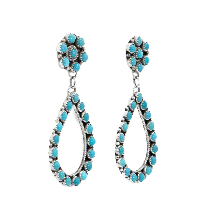 Turquoise Flower Loop Earrings