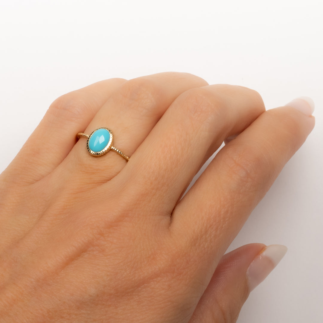 Small Oval Bezel Set Turquoise Ring