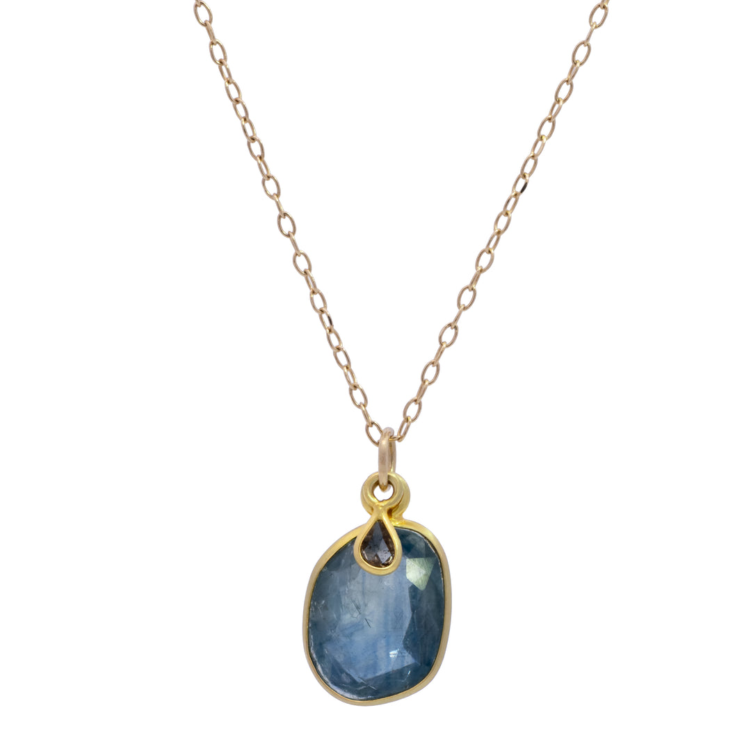 Blue Sapphire with Diamond Accent Necklace