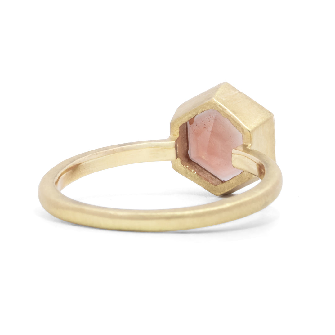 Hexagon Oregon Sunstone Ring