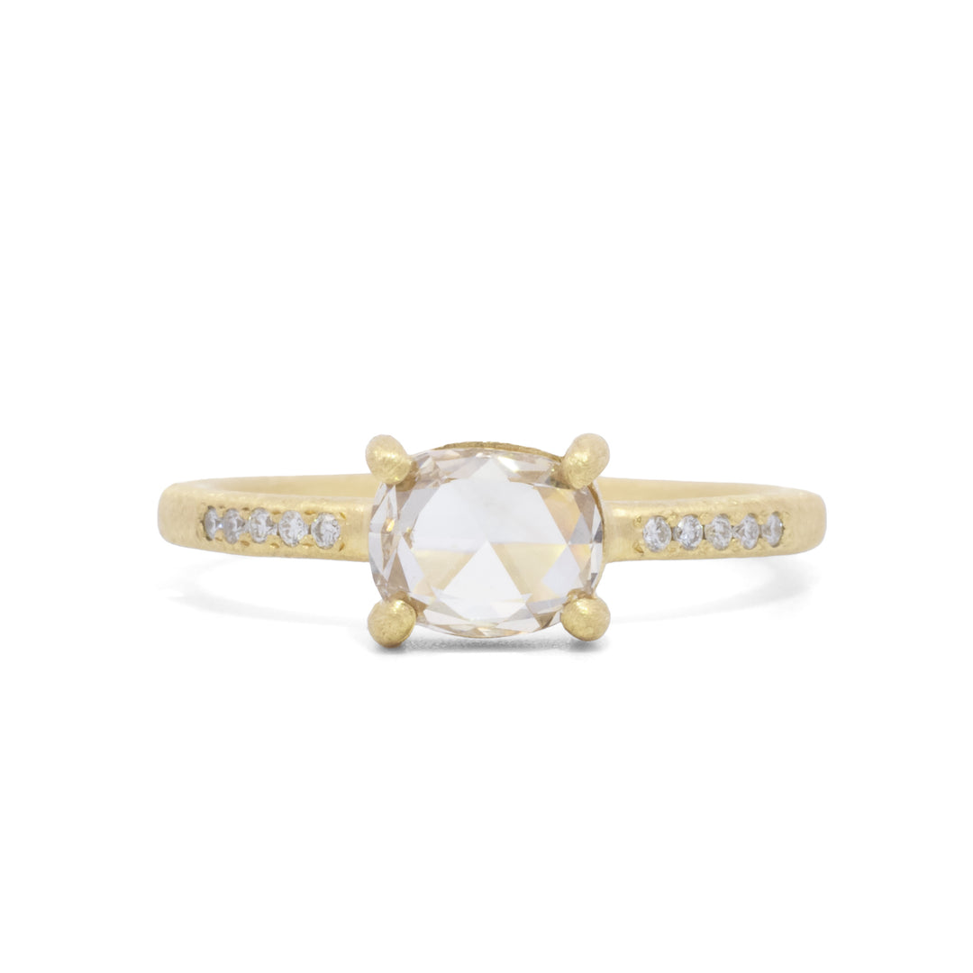 Oval Rose Cut Champagne Diamond Ring