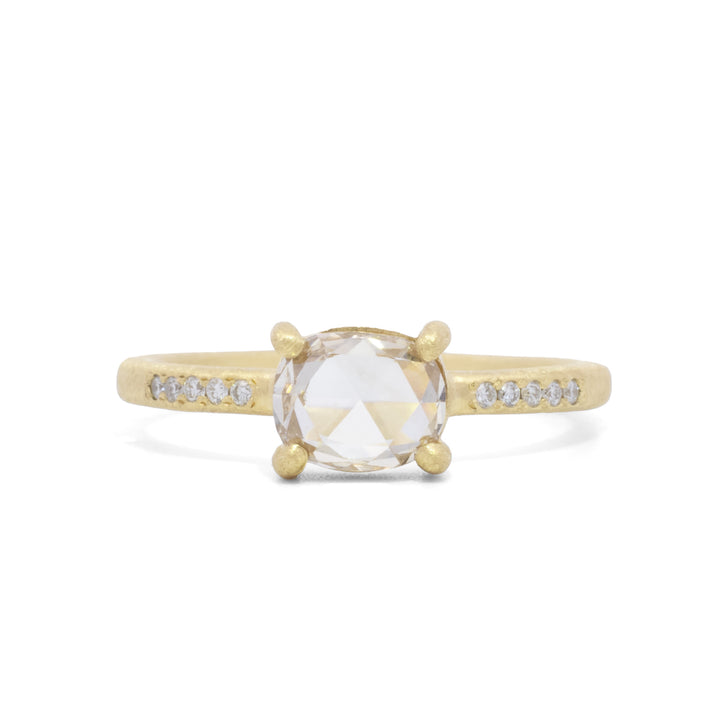 Oval Rose Cut Champagne Diamond Ring