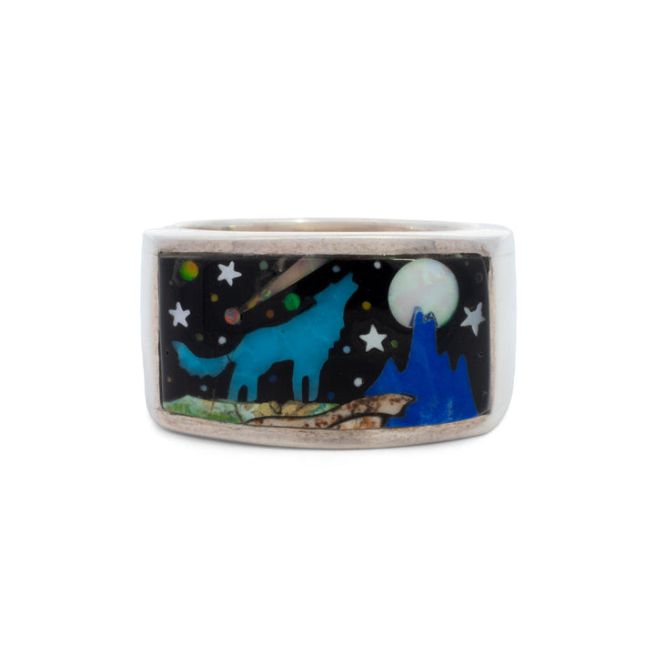 Howling Wolf Rectangular Signet Ring