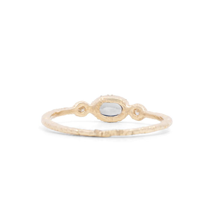 Small Oval Blue Sapphire with Diamond Ring
