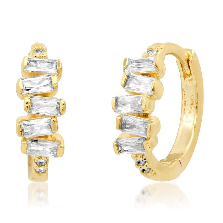 Baguette Cubic Zirconia Huggie Hoops