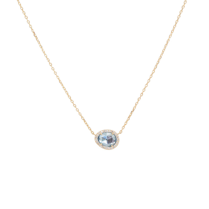 Stella Aquamarine and Diamond Halo Necklace
