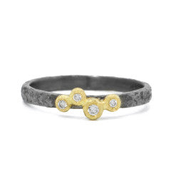 Four Diamond Offset Bezel Ring