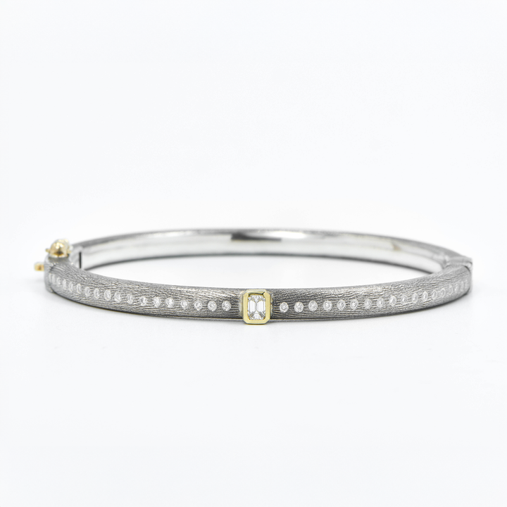 4mm Gypsy Lux Emerald Cut Diamond Bangle Bracelet