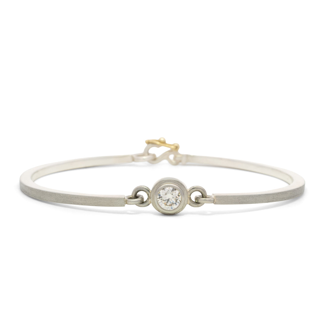 Trunk Show Round Diamond Bezel White Gold Bracelet