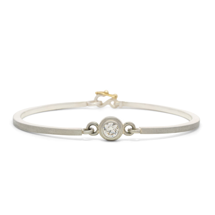 Trunk Show Round Diamond Bezel White Gold Bracelet