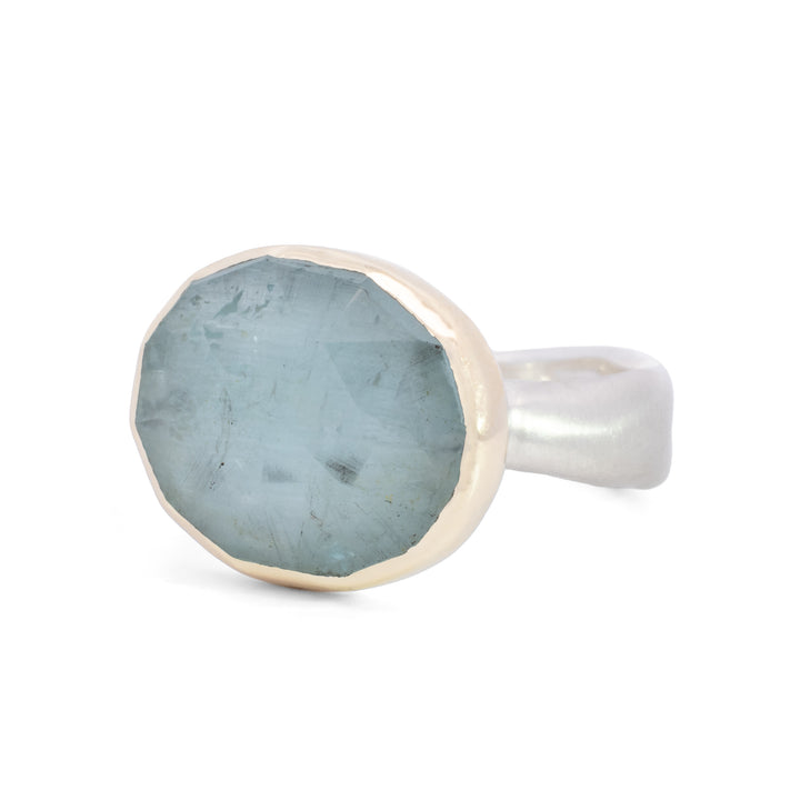 Small Asymmetrical Aquamarine Ring