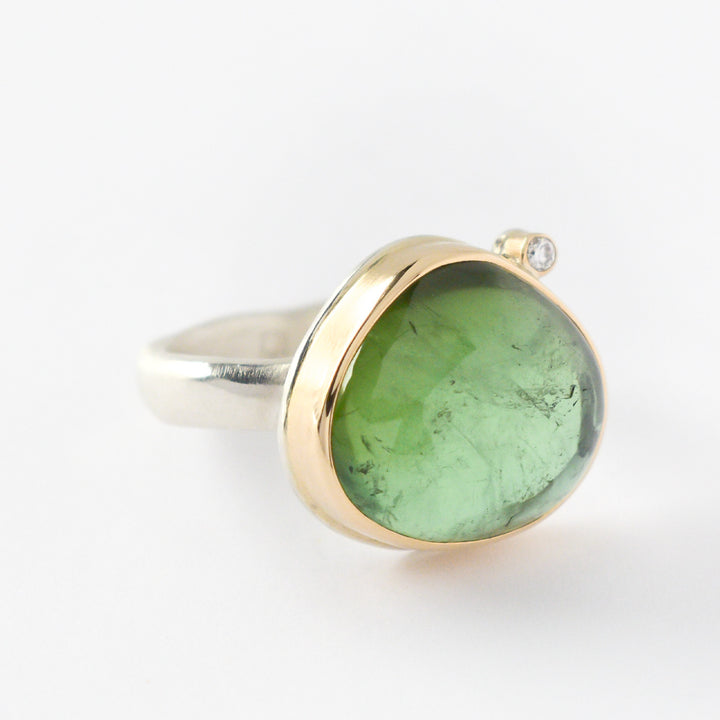 Teardrop Green Tourmaline Ring