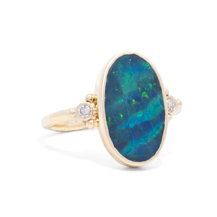 Australian Opal & Diamond Doublet Ring