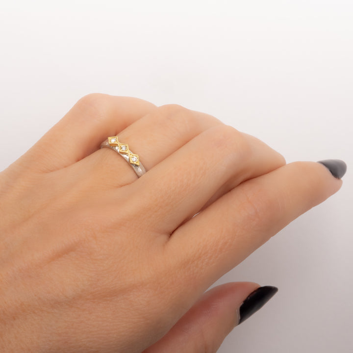 Triple Diamond Shaped Bezel Ring