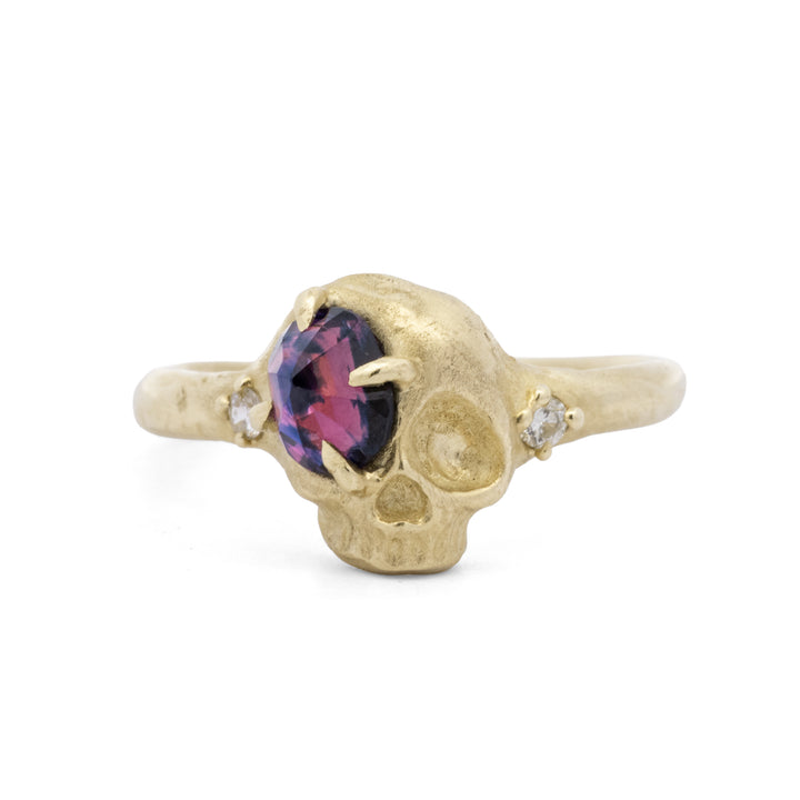 Sapphire Eye Skull Ring