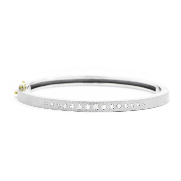 4mm Aria 3 White Gold & Silver Bangle Bracelet