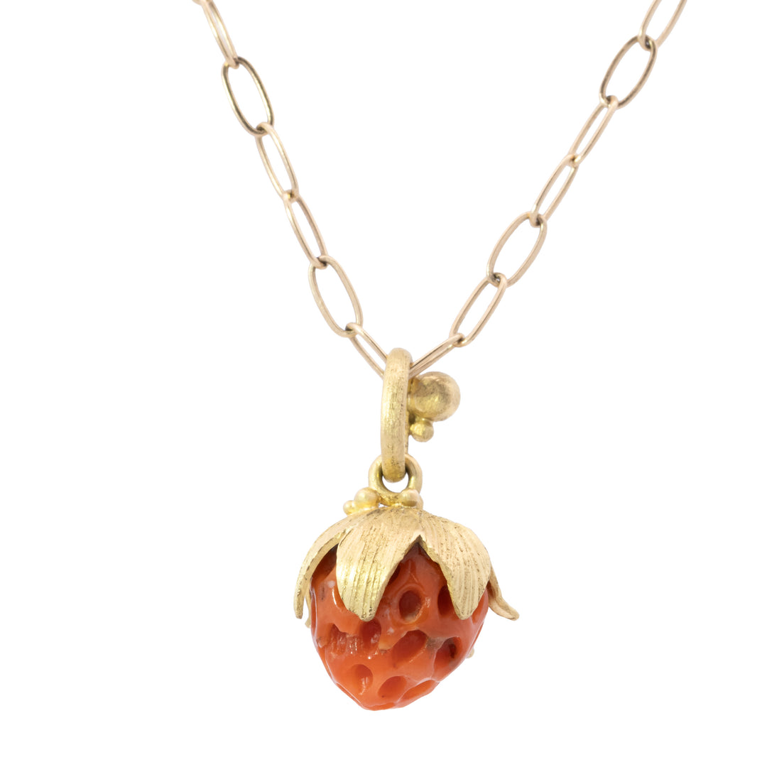 Hand Carved Strawberry Charm