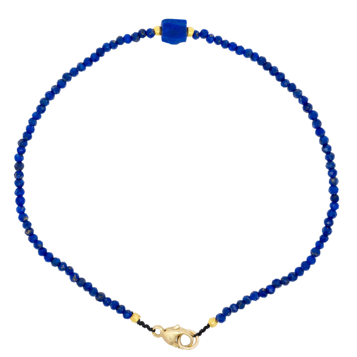 Lapis & 14K Yellow Gold Beaded Bracelet
