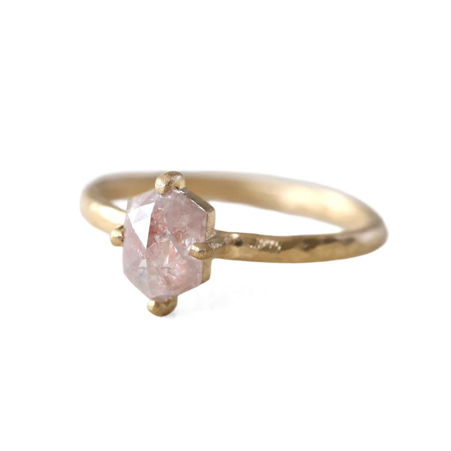 Peach Prong Set Diamond Ring