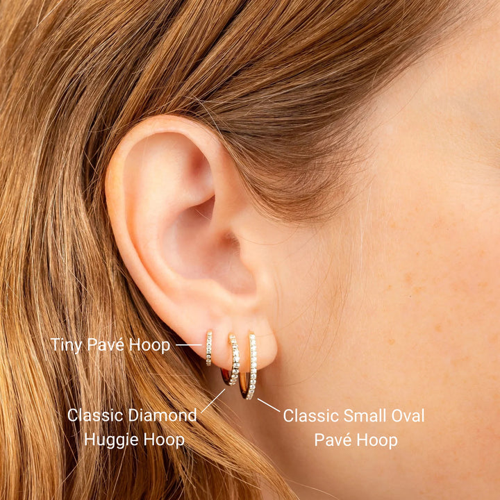 Classic Small Oval Pavé Hoops
