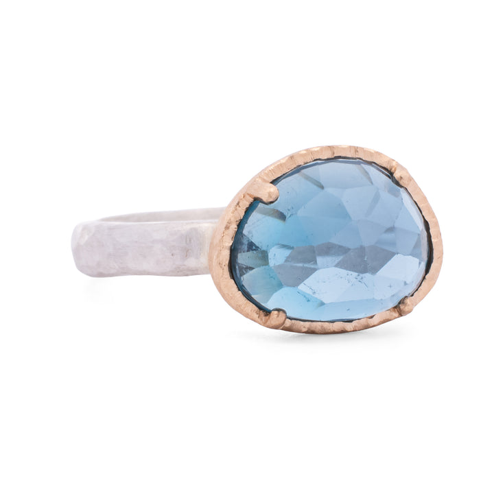 Asymmetrical Rose Cut Blue Topaz Ring