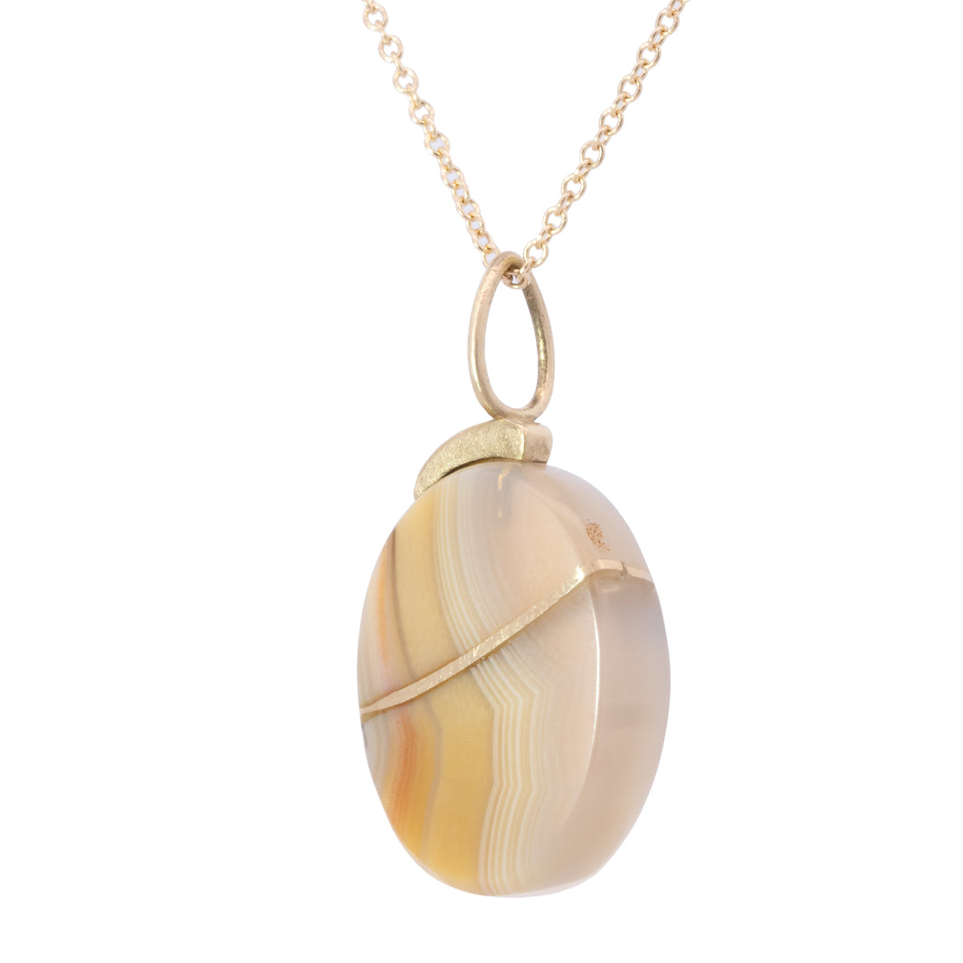 Banded Agate Kintsugi Oval Charm