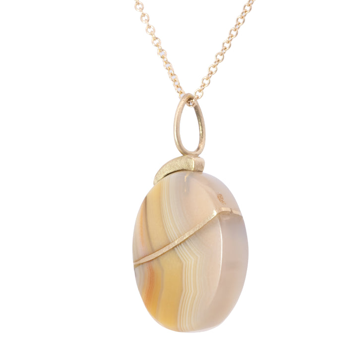 Banded Agate Kintsugi Oval Charm