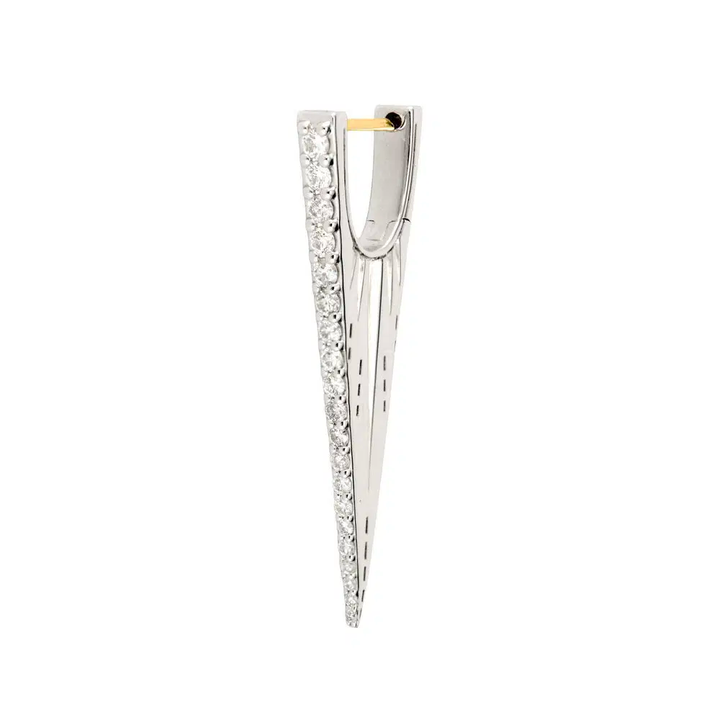 Elongated Diamond V Silver Hoop Earrings
