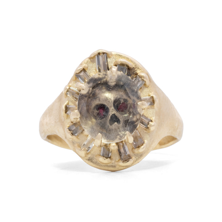 Momento Mori Rock Crystal Framed Skull Ring