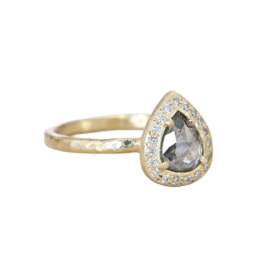Black Diamond Pear Shaped Ring