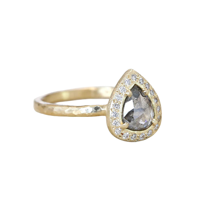 Black Diamond Pear Shaped Ring