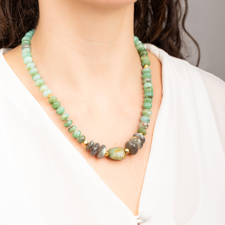 Chunky Chrysoprase, Labradorite & Amazonite Necklace