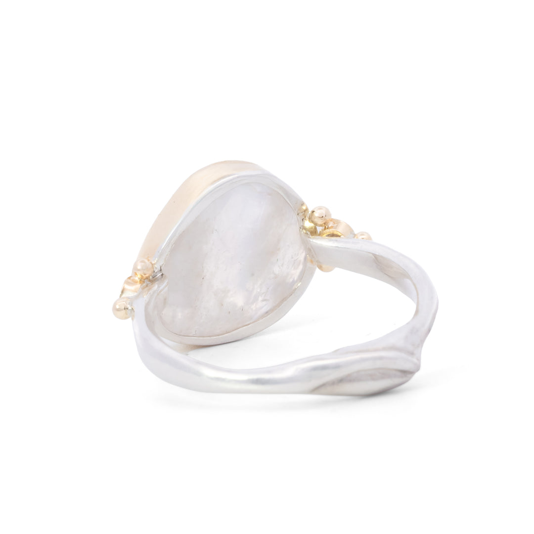 Rainbow Moonstone & Diamond Ring