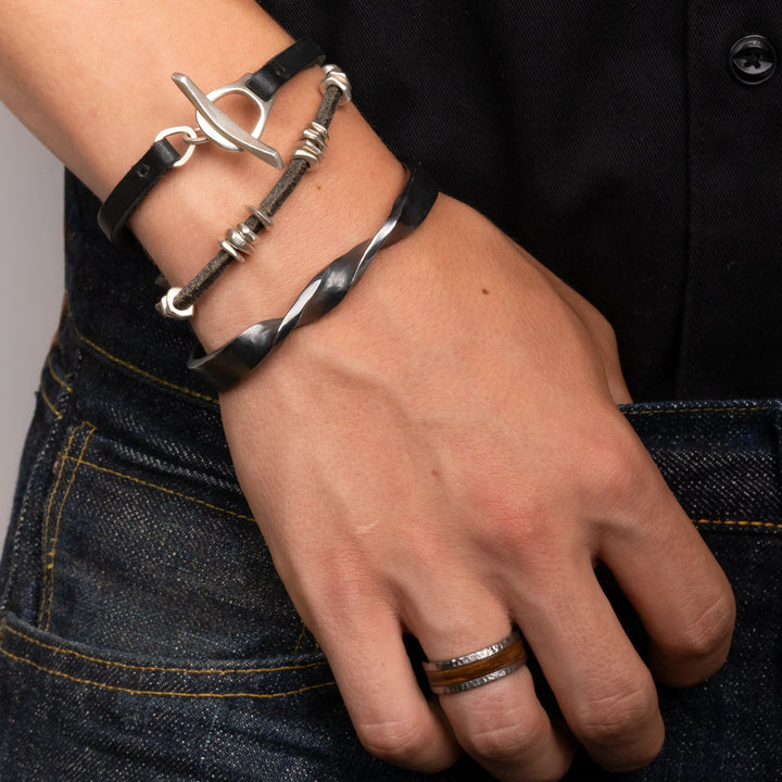 CC Rider Black Leather Bracelet