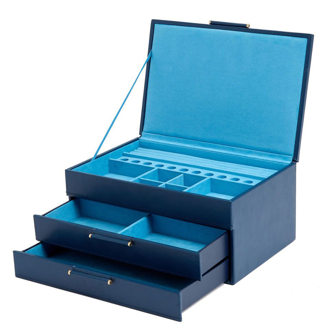 Sophia Jewelry Box with Drawers- Indigo