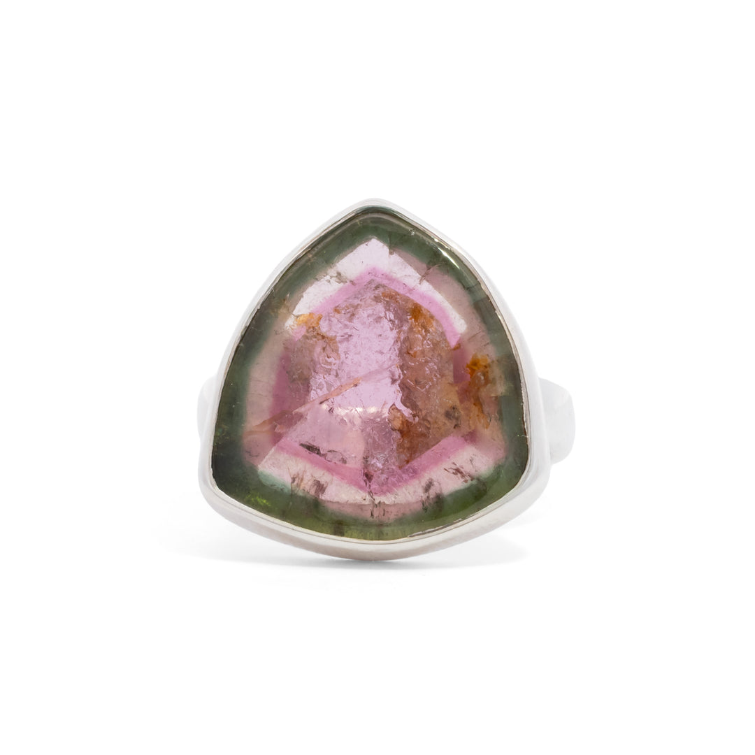 Asymmetrical Watermelon Tourmaline Ring