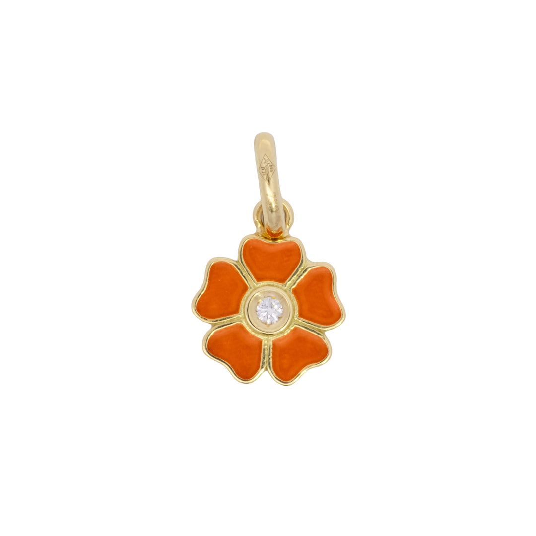 Small Diamond Flower Charm - Coral