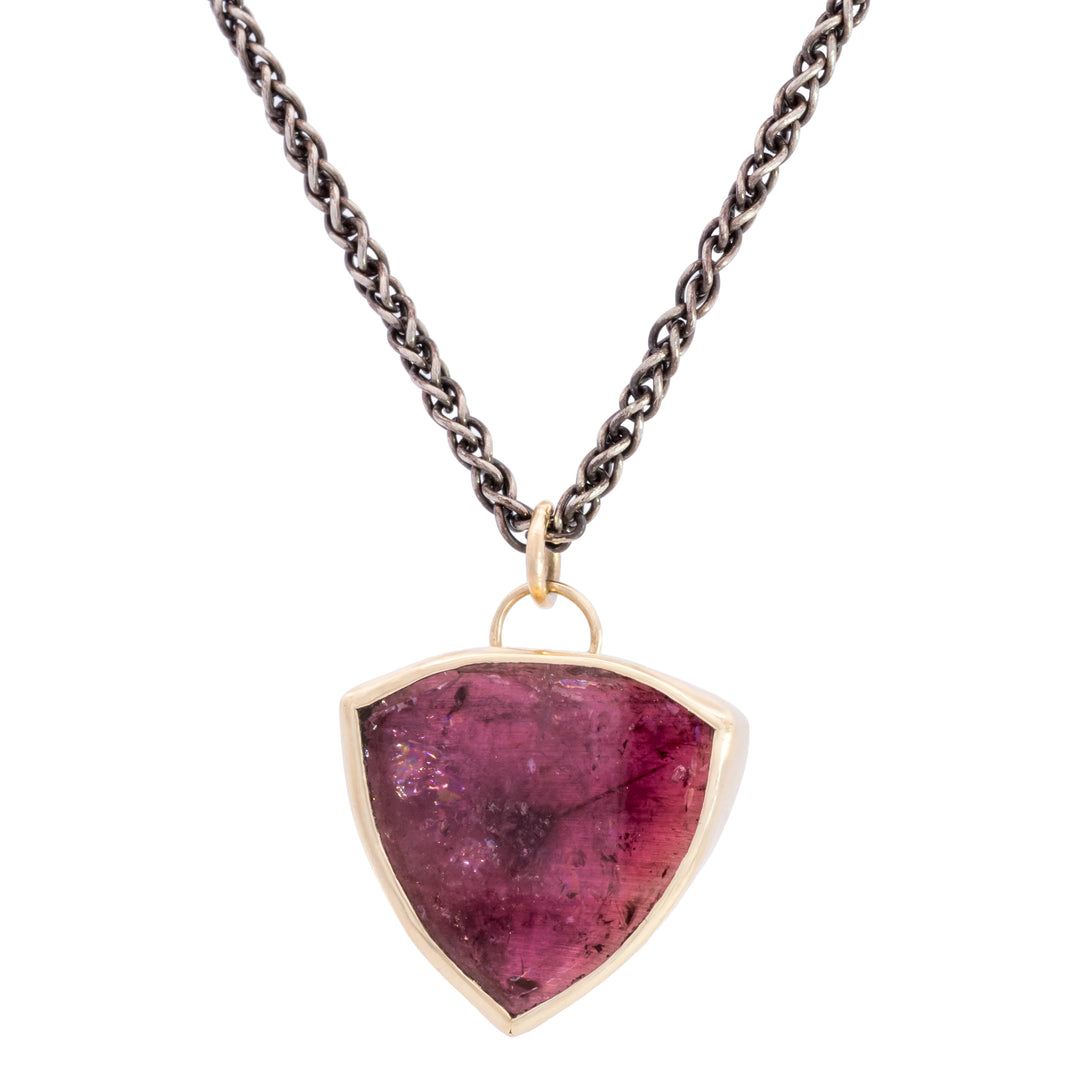 Pink Tourmaline Shield Necklace