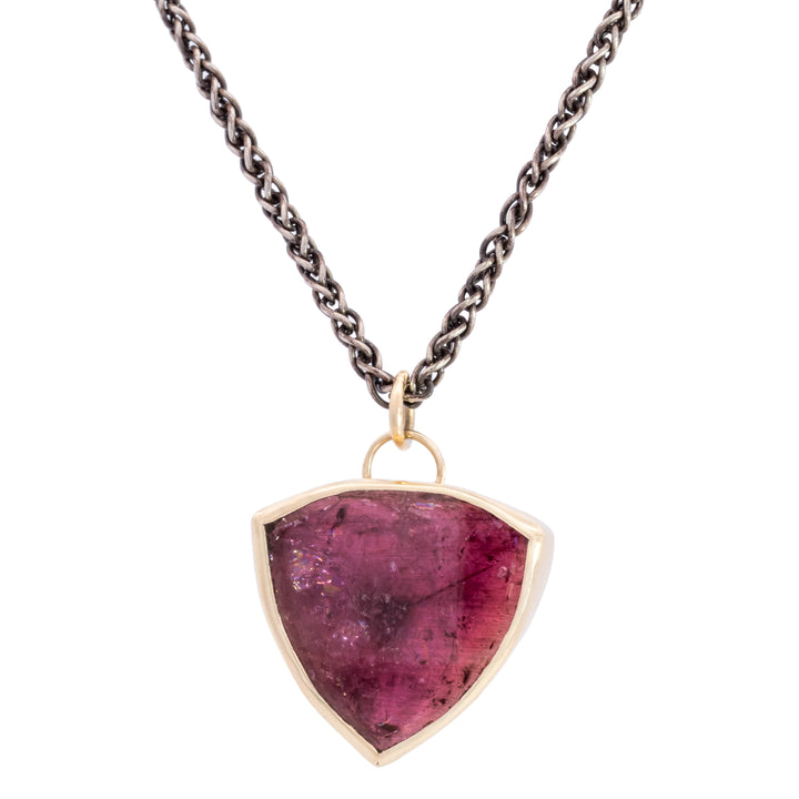 Pink Tourmaline Shield Necklace